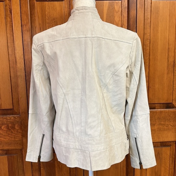 Chicos Suede Leather Birch Utility Biker Moto Jacket Chicos 1/Size 8 - Picture 5 of 13